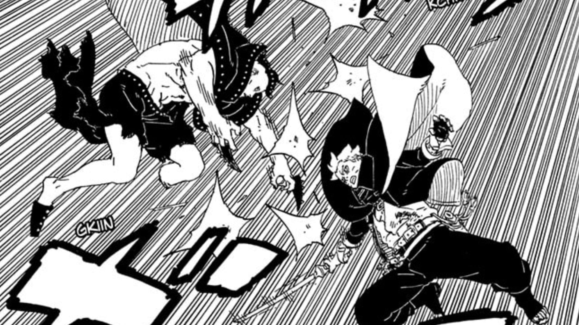 Jura and Boruto as seen in Boruto: Two Blue Vortex chapter 23 (Image via Shueisha)